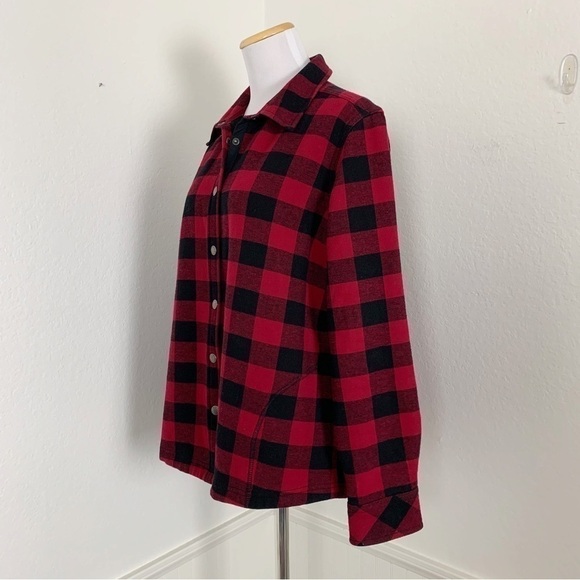 Orvis Buffalo Check Fleece Lined Shacket Shirt Size Large Lined Pockets - Picture 13 of 17